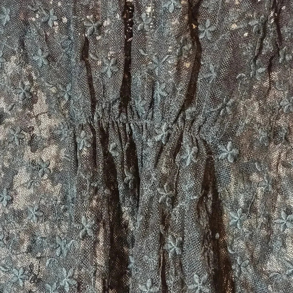 Whimsigoth floral crochet embroidered sheer Black Top boho s/m - Picture 11 of 12